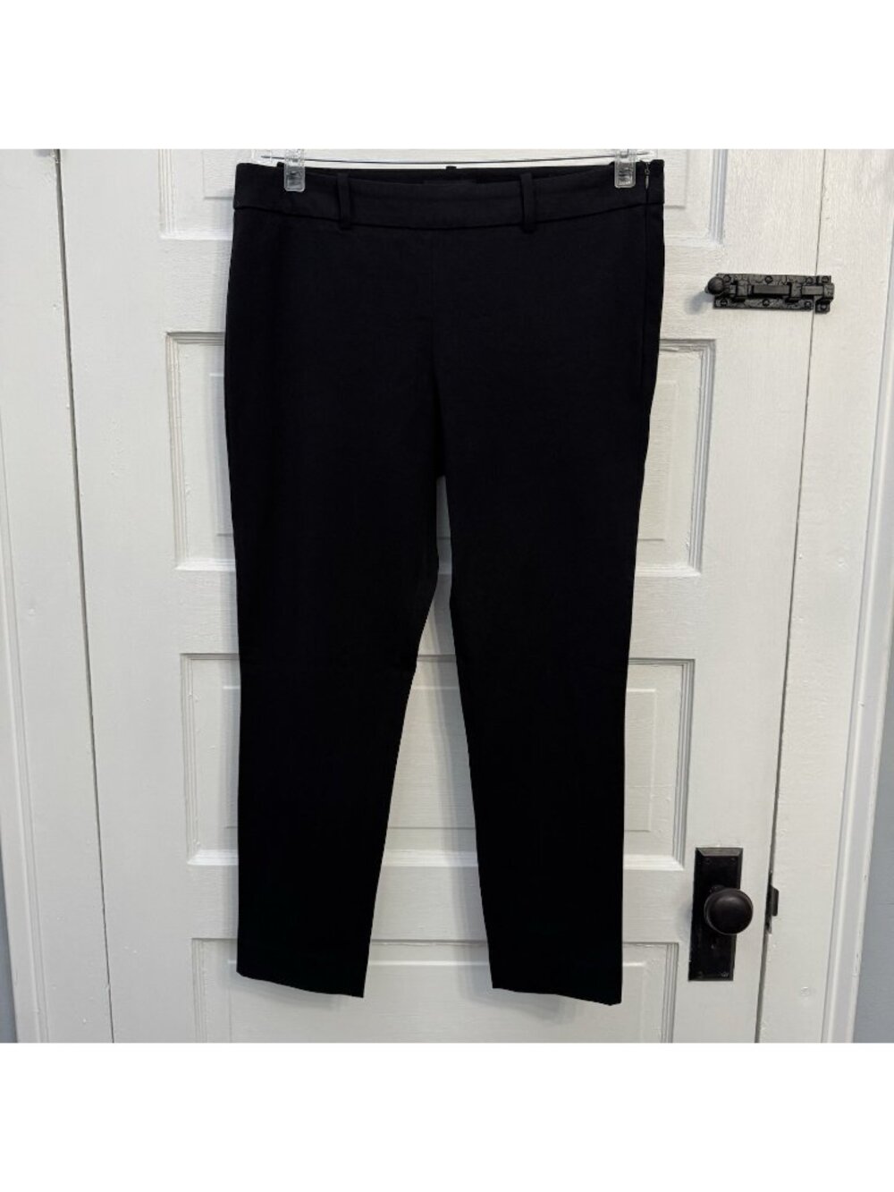 Cynthia Rowley Pia Pants Womens 10 Black Slim Ankle Stretch Cotton Side Zip